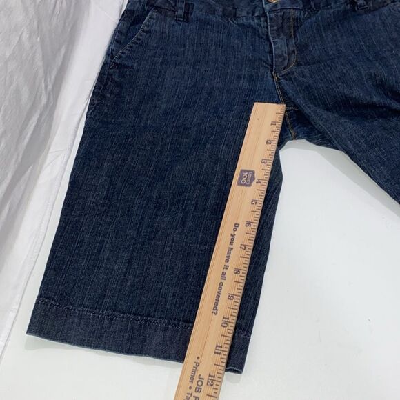 Tory Burch Dark Blue Trouser Shorts Gold Tone Signature Button Zipper Closure - Picture 13 of 14